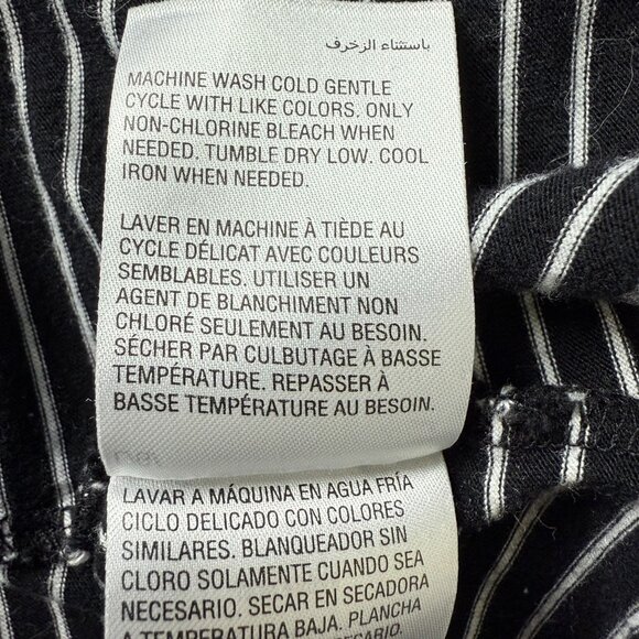 Karen Scott Womens Black White Striped Top Sz Large 3D Red Rose Applique Detail - Picture 9 of 9